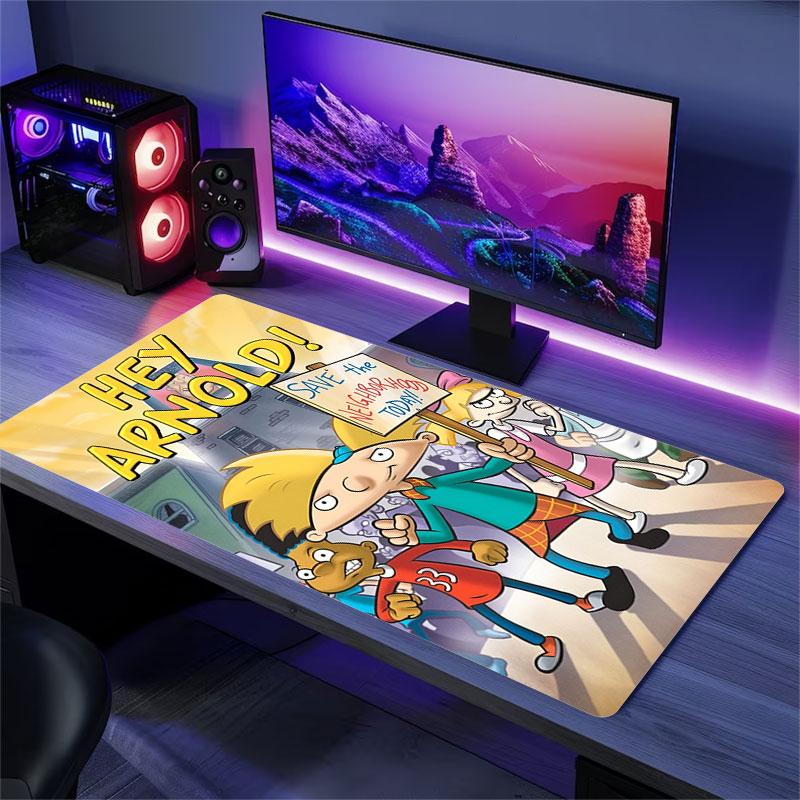 Hey Arnold! Mouse Pad, Large Gaming Desk Mat, Non-slip XXL Mousepad for Laptop & Tablet, Mini PC Playmat with Stitched Edges