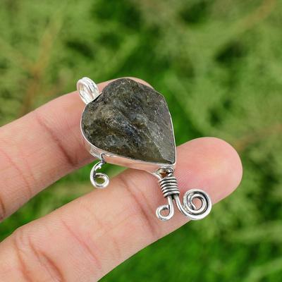 Labradorite Rough Pendant Original Gemstone Pendant 925 Sterling Silver Pendant Handmade Jewelry Christmas Gifts