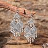Ethnic Vintage Silver Color Temperament Drop Earrings for Women Creative Geometric Tassel Earrings Female Vacation Jewelry