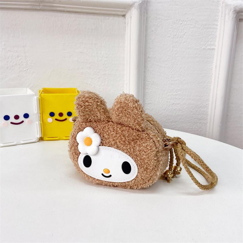 Adorable Plush Bunny Shoulder Bag For Girls Cute Floral Mini Coin Purse
