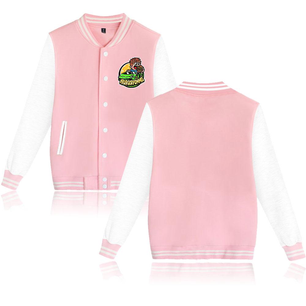 

Unisex Fashion Burgerpommes ICrimax Printed Baseball Sweatshirt Women Men Outdoor Sport Jackets XXS рожевий