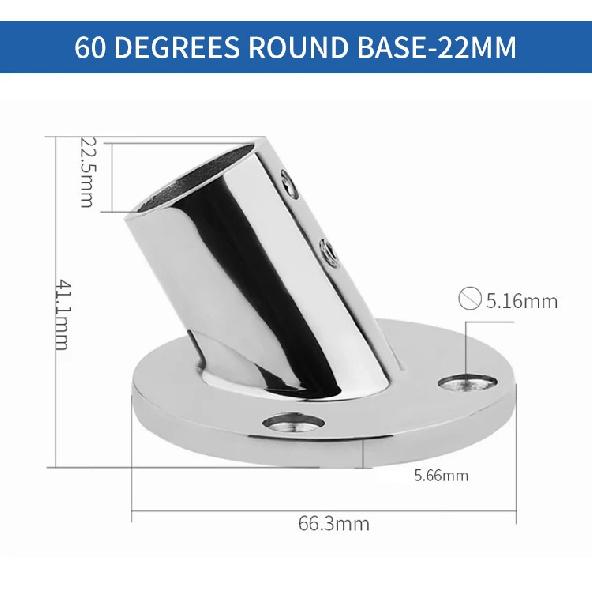 30 45 60 90 Grad Montagepfosten Edelstahl Bootsreling Beschläge Pfosten 22mm Runde Basis