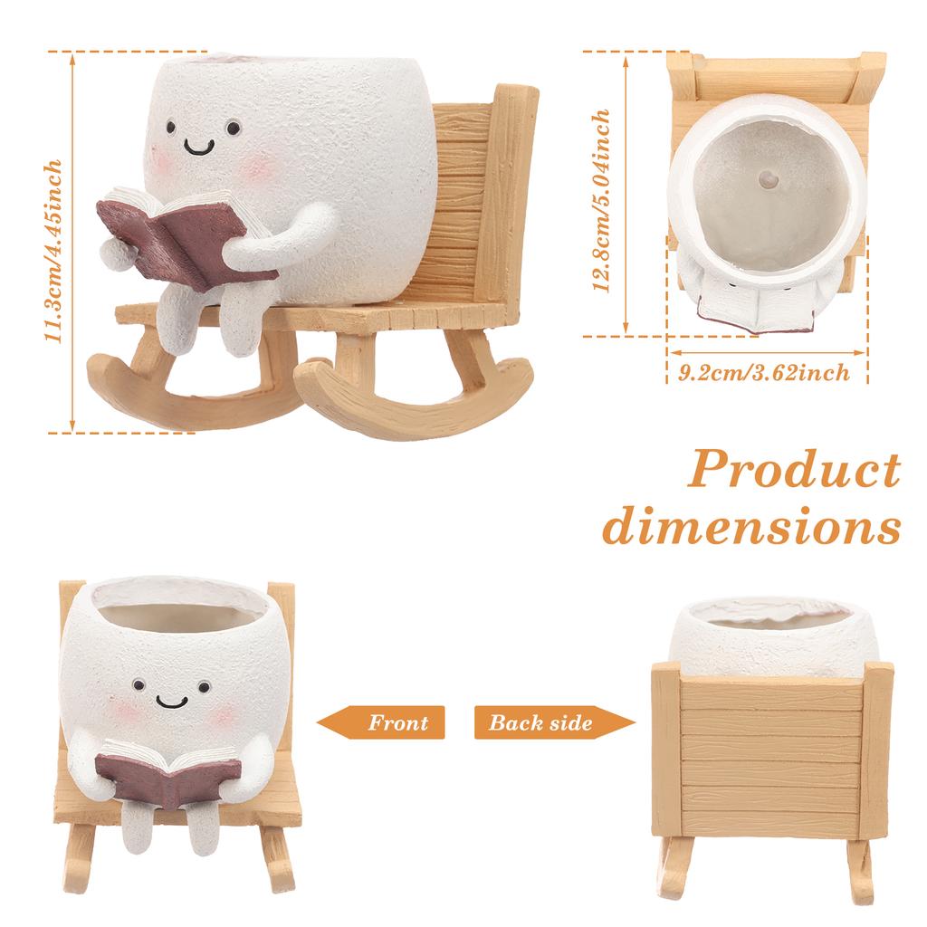 Cute Smile Face Planter Creative Succulent Plant Flower Pot Resin Indoor Outdoor Plant Pot with Drainage Hole Home Decoration