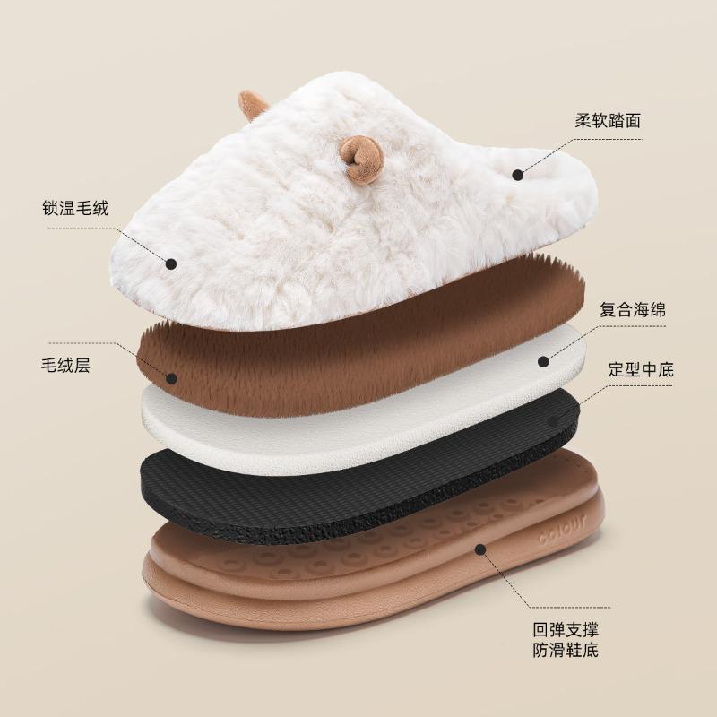 Cotton Slippers Men's Winter New Indoor Home Thick Bottom Warm Plush Couple Slippers Autumn and Winter Women