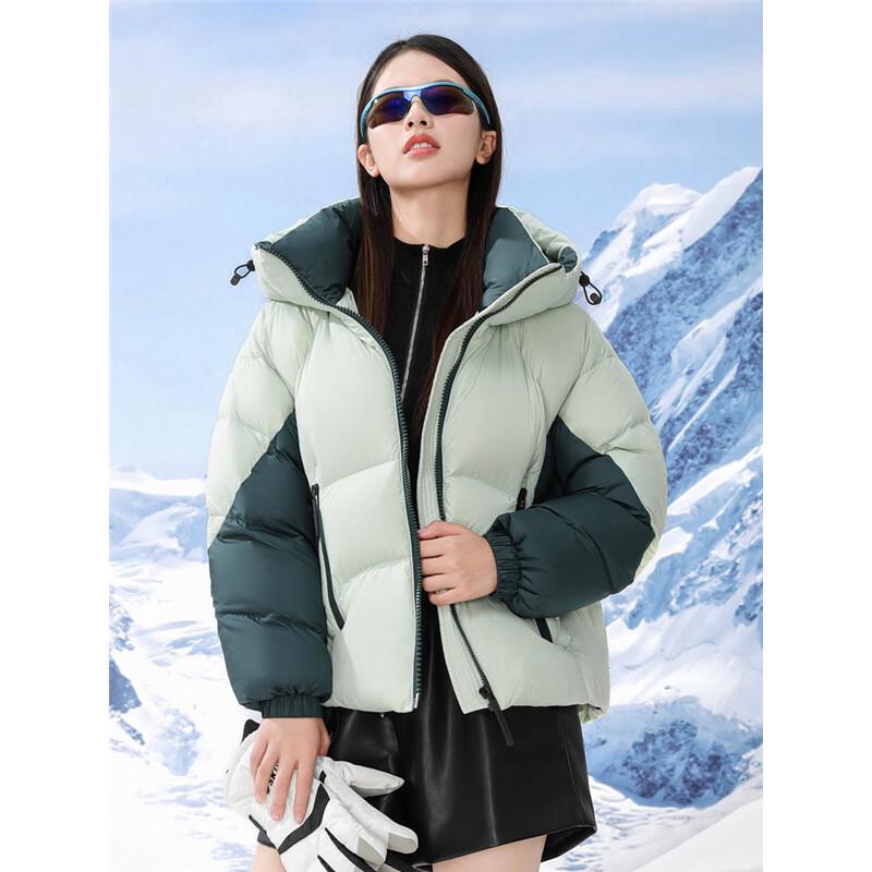 SNOWFLYING Women's Short Hooded Puffer Down Jacket