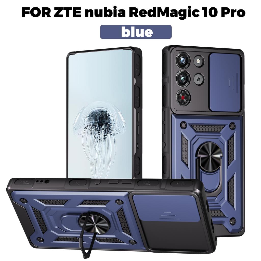 Funda for ZTE Redmagic 10 Pro Case Slide Camera Ring Stand Protection Cover for ZTE Red Magic 10 Pro Plus + Shockproof Capa