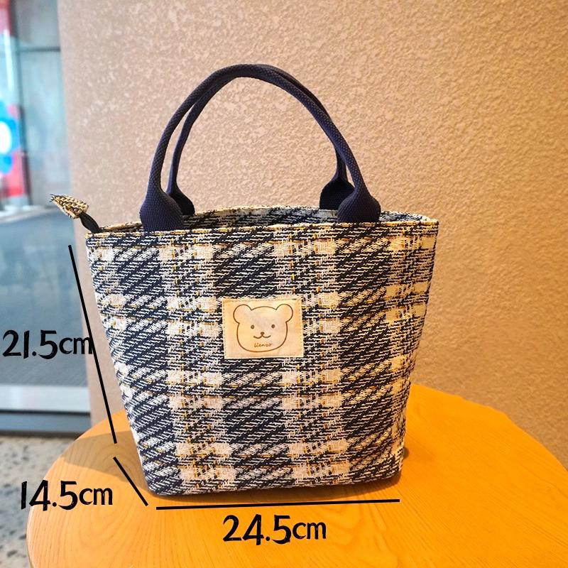 

Fashionable Canvas Bag Handheld Simple And Versatile Casual Zipper Bento Bag