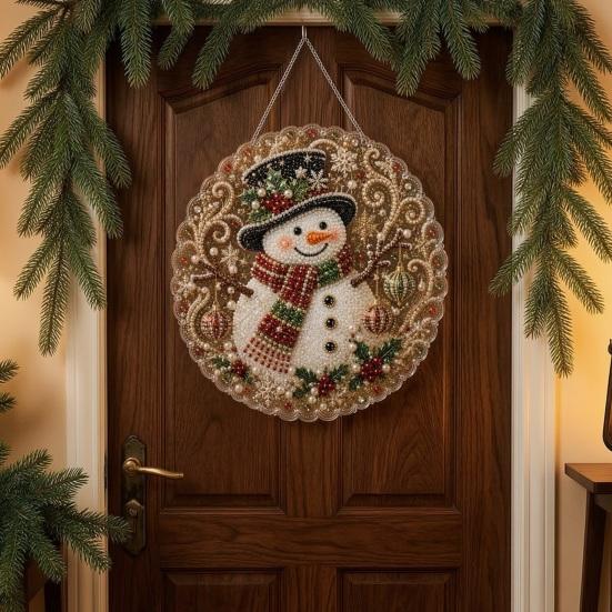 Decorative Christmas Tree Baubles Faux Pearl Art Kit, DIY Rhinestone Gem Painting Craft, Santa Festive Home Decor Items Stocking Elk Pattern