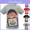 Camiseta Estampada de Desenhos Animados Ryan Toys Review Tendência Algodão Macio Misturado Manga Curta