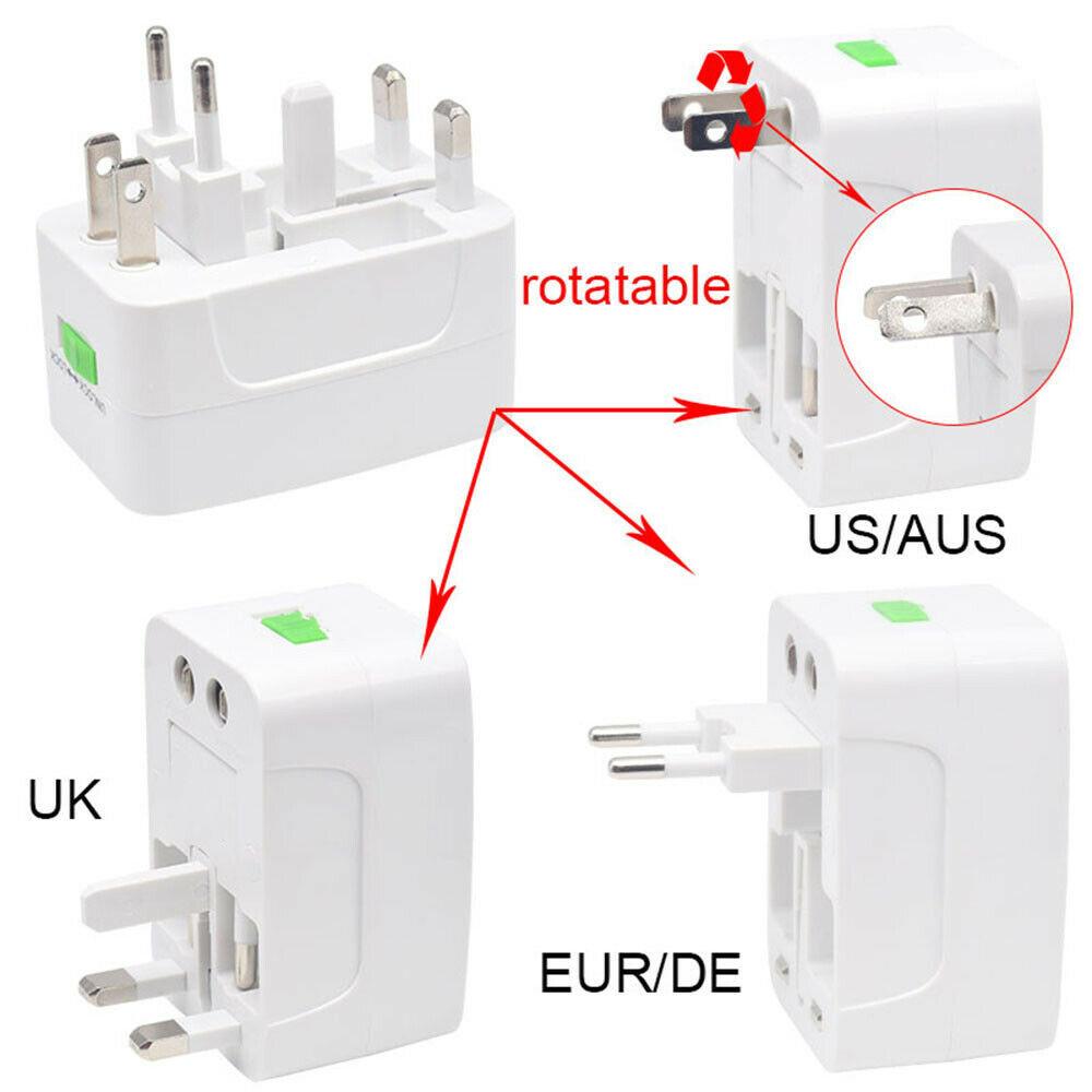 Universal Worldwide Adapter Electric Socket AU UK US EU Plug Adaptor Travel Wall Charger AC Power Option 2 USB Charging Port International Plug Adapto