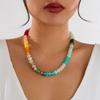Acrylic Colorful Beads Choker Necklace Bohemian Y2K Neck Jewelry Rainbow Clavicle Chain  for Women