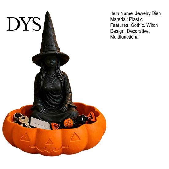 Organizzatore da Scrivania Gotico Piatto per Gioielli Strega di Halloween, Vassoio Estetica Oscura per Oggetti Piccoli Decorazione Stanza per Anelli Chiavi Accessori Ufficio Casa