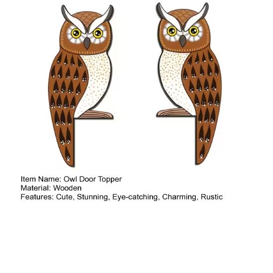 1 Pair Owl Wooden Door Frame Decoration Cute Owl Window Corner Wall Art Rustic Farmhouse Door Topper for Home Bathroom Bedroom Office