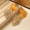 Two Tone Radiant Fan Earrings Hypoallergenic Titanium Steel Women's Light Luxury Small Earring Accessories