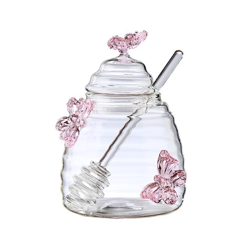 

Cute Honey & Coffee Storage Jar, Food-Grade Borosilicate Glass with Lid