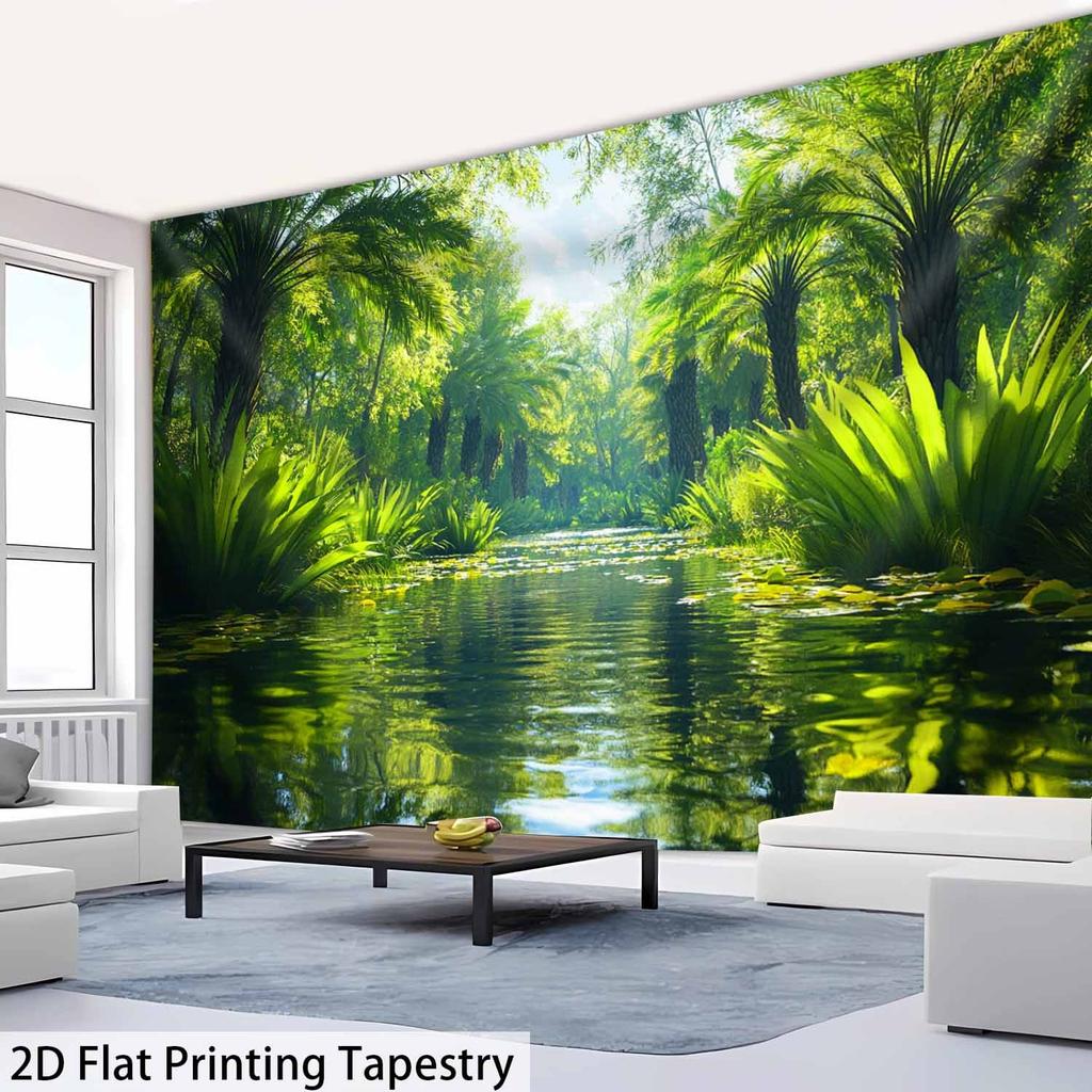 1Pc Tropical Rainforest Jungle Map Tapestry Wall Hanging, Decorative Fabric Poster for Bedroom, Living Room, Dorm & Home Decor