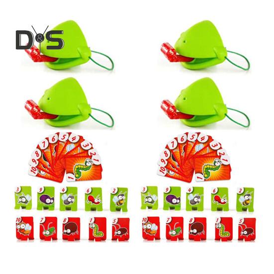 2/4 Sets Sticking-Out Tongue Frog Face Guard Toy Licking Animal Chameleon Lizard Tongue Game 2/4 Players Board Game Toddler Boys Girls Gift