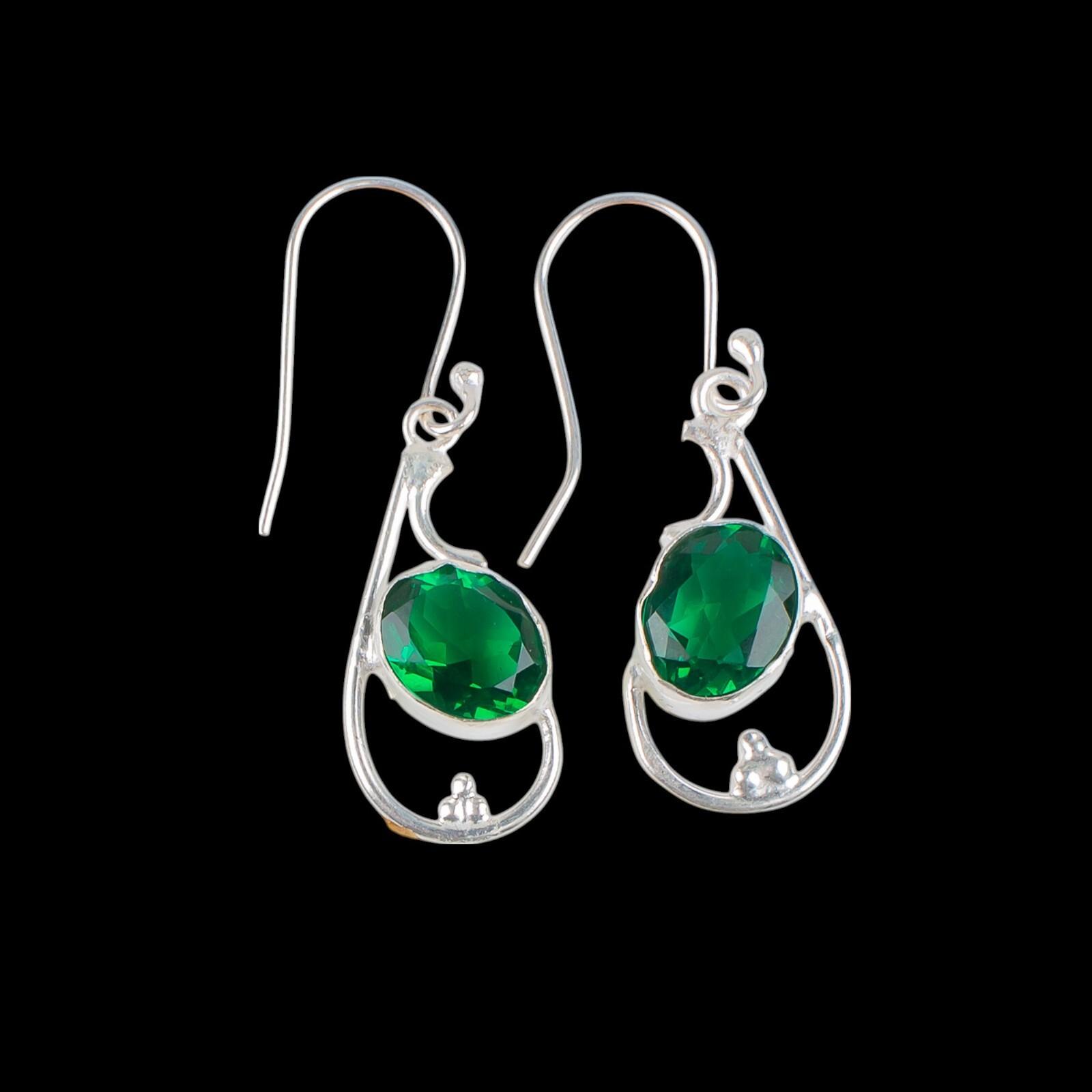 

Chrome Diopside Gemstone 925 Sterling Silver Jewelry Handcrafted Earrings 1.60 EE-49-3