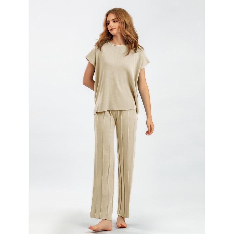 Casual Suit Damen Sommer Neue einfarbige ärmellose Weste Pullover weite Beinhose Große Größe Mode Eis Seide Anzug