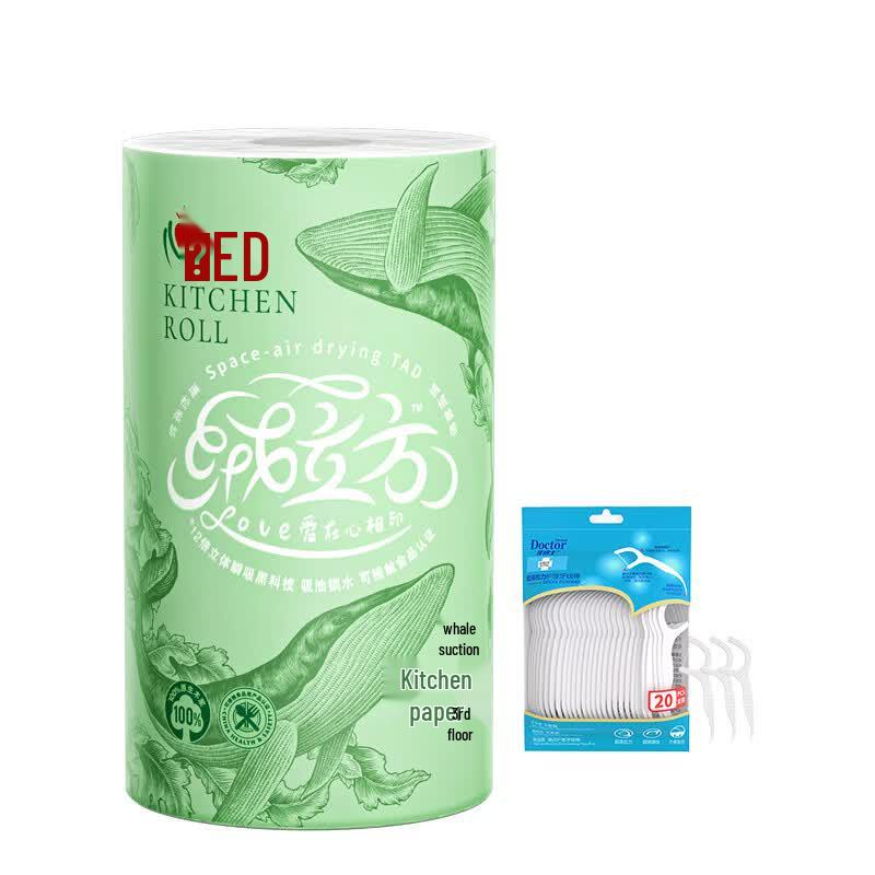 Dr. Dental Floss Sticks & Vinda Kitchen Paper Towel Bundle