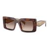 Brand Letter Logo Design Acetate Rectangular Sunglasses Women Tortoiseshell