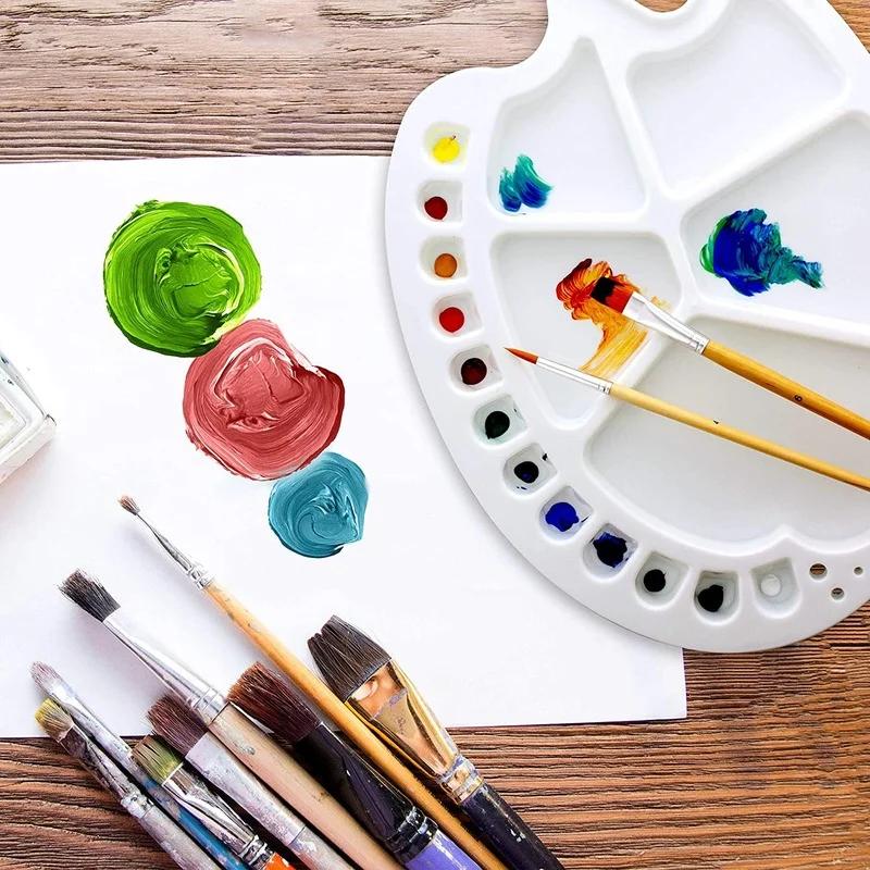 2PCS Artist Painting Palette 17 Well Fish Shaped Plastic Color Mixing Tray Kids Classroom Art Craft Watercolor