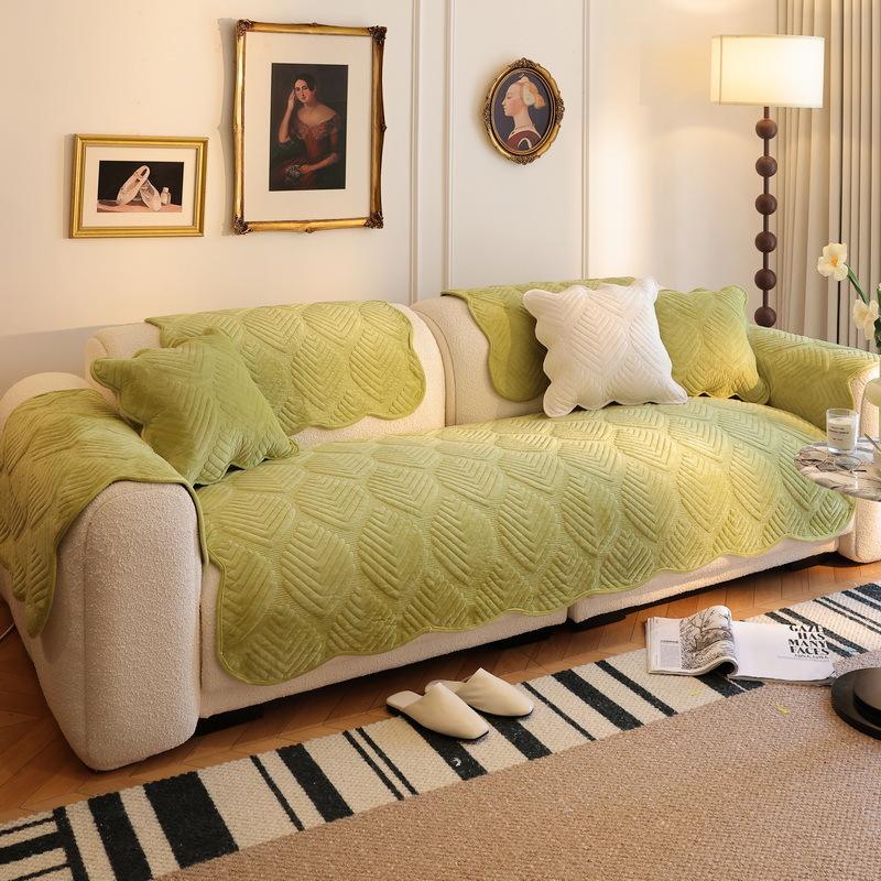 Autumn And Winter Cream Wind Milk Fleece Sofa Cushion  New Winter Plush Seat Cushion Fixed Non-Slip Cover Cover Cloth Towel