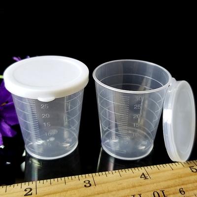 10x 30ml Kunststoff Labor Messbecher mit Deckel AU