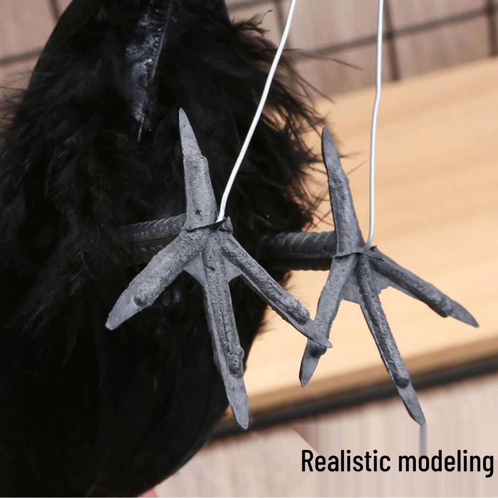 Duża kreskówkowa ozdoba wrona: Prawdziwe Pióra Ptak na Boże Narodzenie, Halloween i do Nordyckiego Wystroju Domu