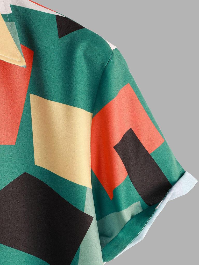 Men's Geometric Short Sleeve Casual Shirt - Summer 2022 Collection