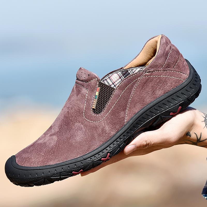 

Чоловіче туристичне взуття з натуральної шкіри. Взуття для прогулянок на відкритому повітрі 48 кавовий