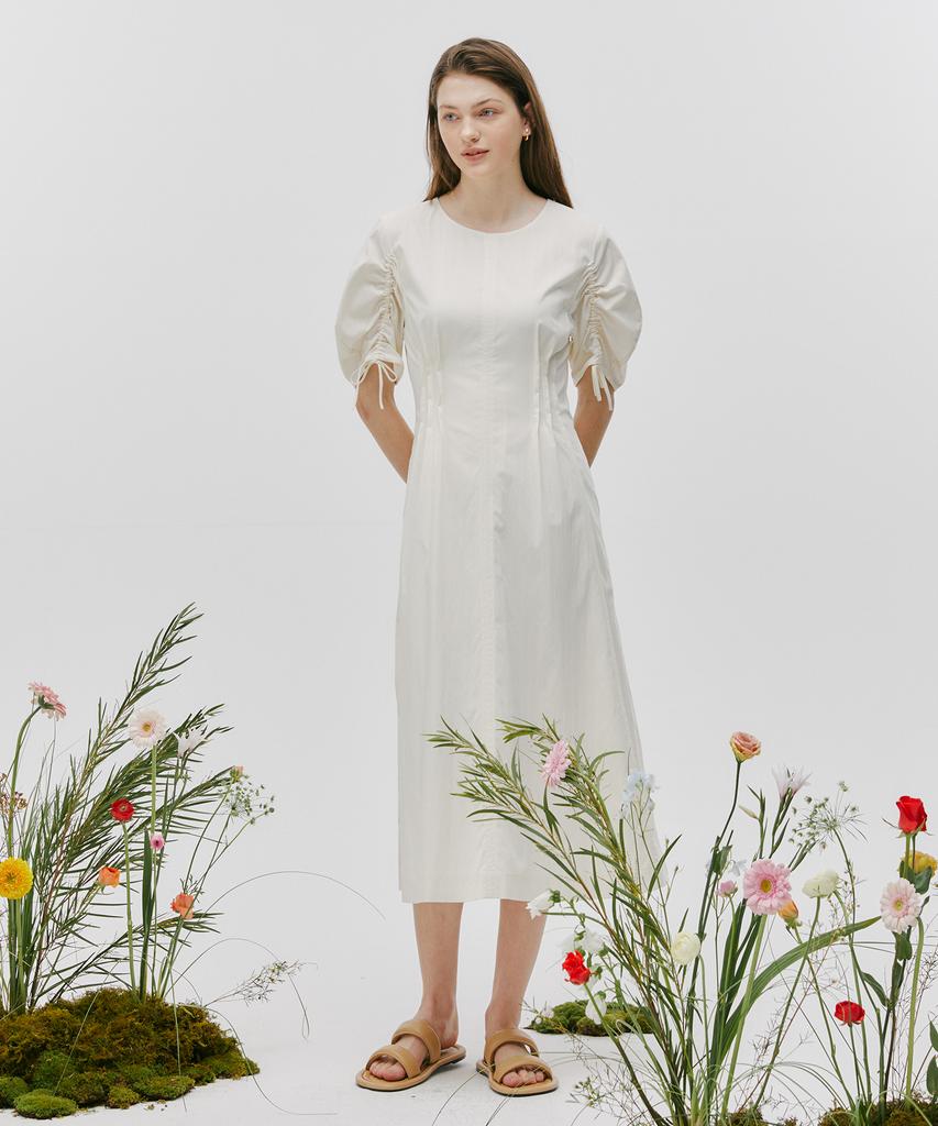Ost Kaka Ring Shirred Dress Ivory