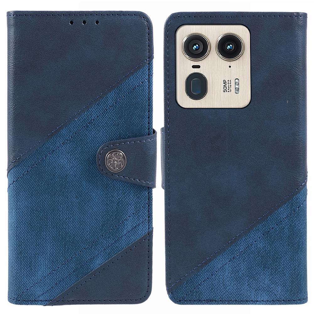 

For Motorola Edge 50 Ultra 5G/Moto X50 Ultra 5G Case Leather Phone Cover Splicing Dark Blue
