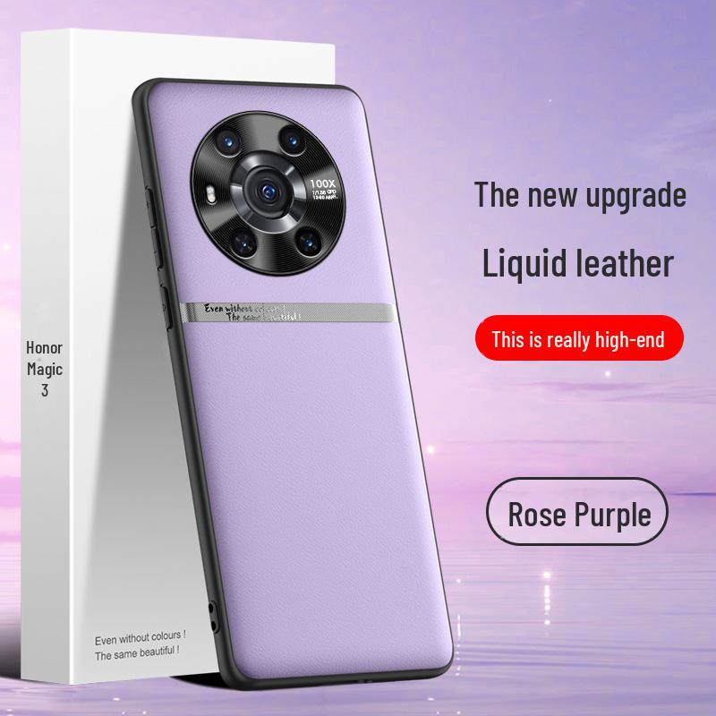 Protective liquid leather case for Honor Magic 3, anti-fall and anti-fouling, one-piece design.