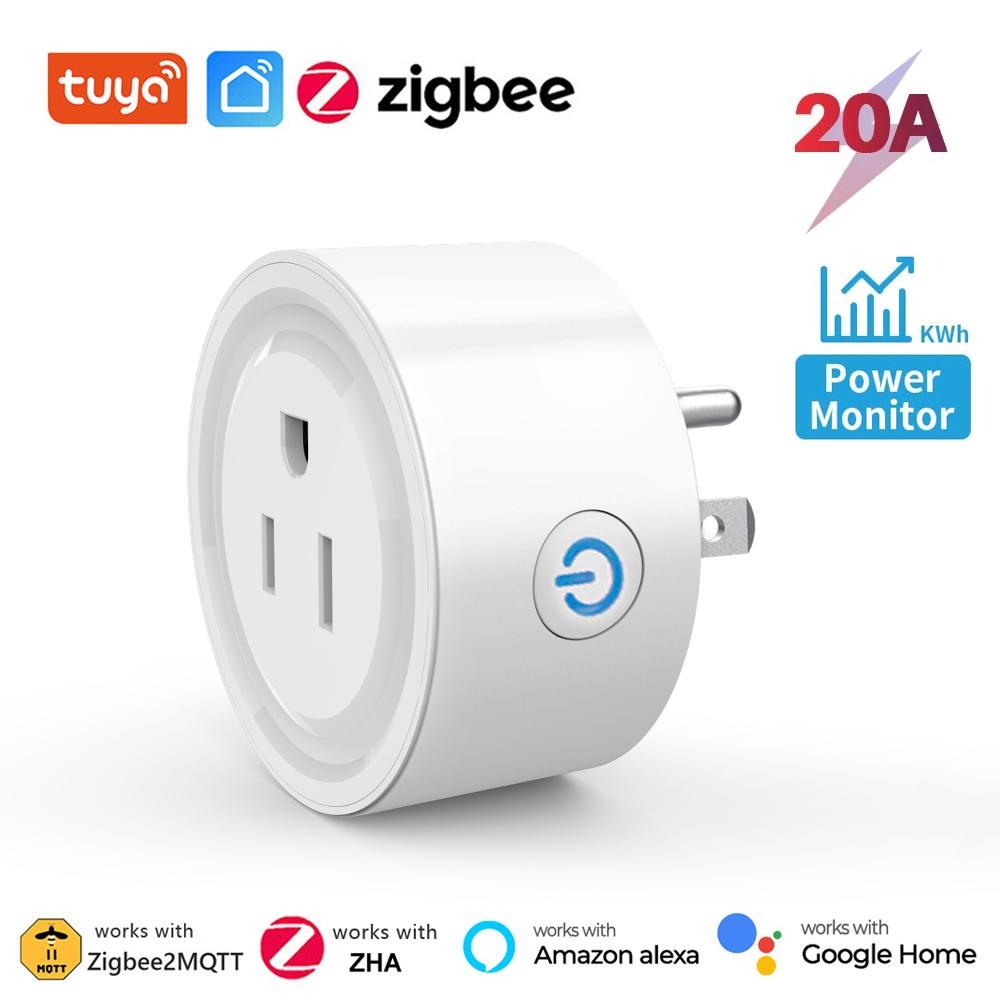 16a 20a Tuya Smart Zigbee Socket Us Plug Wireless Control Outlet With Energy Monitor Timer Function Works With Alexa Google Home