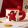 Festive Lantern Girl Ceramic Mug 300ml with Lid and Spoon