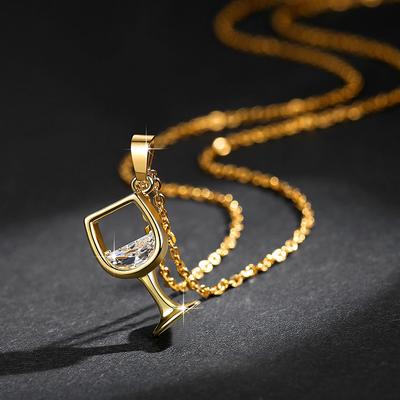 Pandantiv pahar de vin pentru femei Colier cu lanț lung Bijuterii Charms Cadou