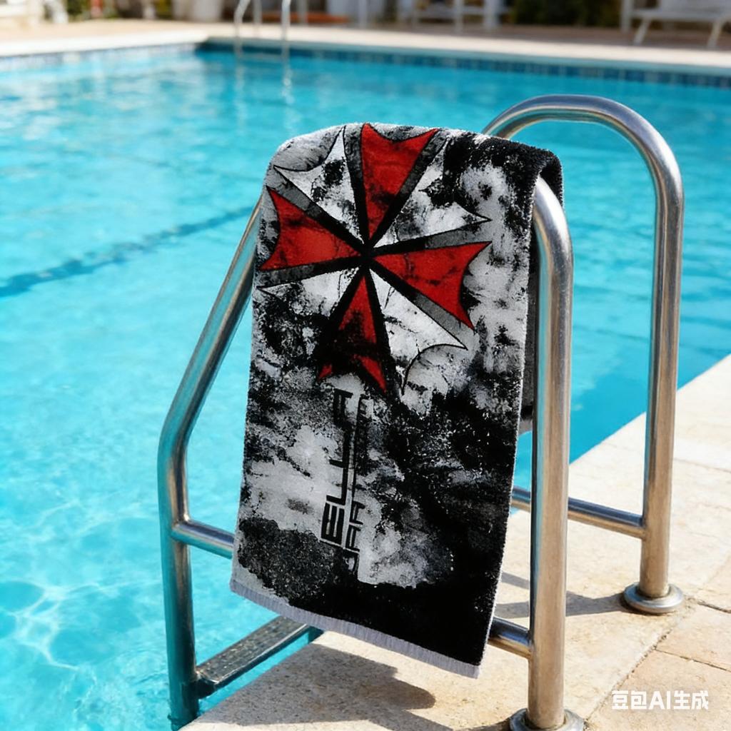 Grunge Umbrella Corp Emblem Towel Single Sided 2DPrint Durable Absorbent Towel Beach Vacation Pool Day Nostalgic Vibe Decor Gift