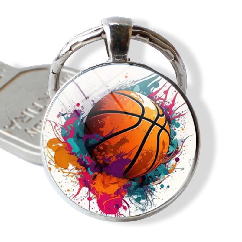 Basketball Layup Lover Keychain - Glass-Embossed Sports Gift