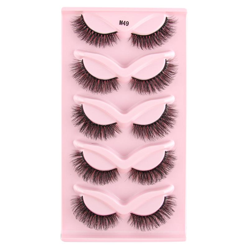 Fox Eye Lashes 3/5 Pairs Thick Winged Wispy 3D False Eyelashes Makeup Faux Fluffy Mink Lashes Fake Natural Eyelashes Extension