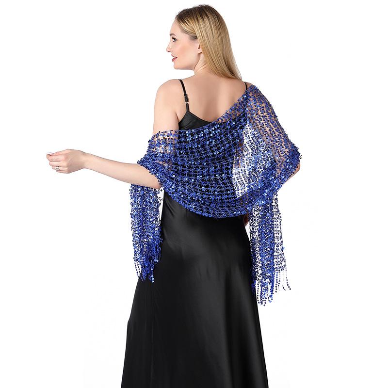 Sequin Tassel Shawl Dress: European & American Style Evening Party Cheongsam with Embroidered Shawl Scarf for Women