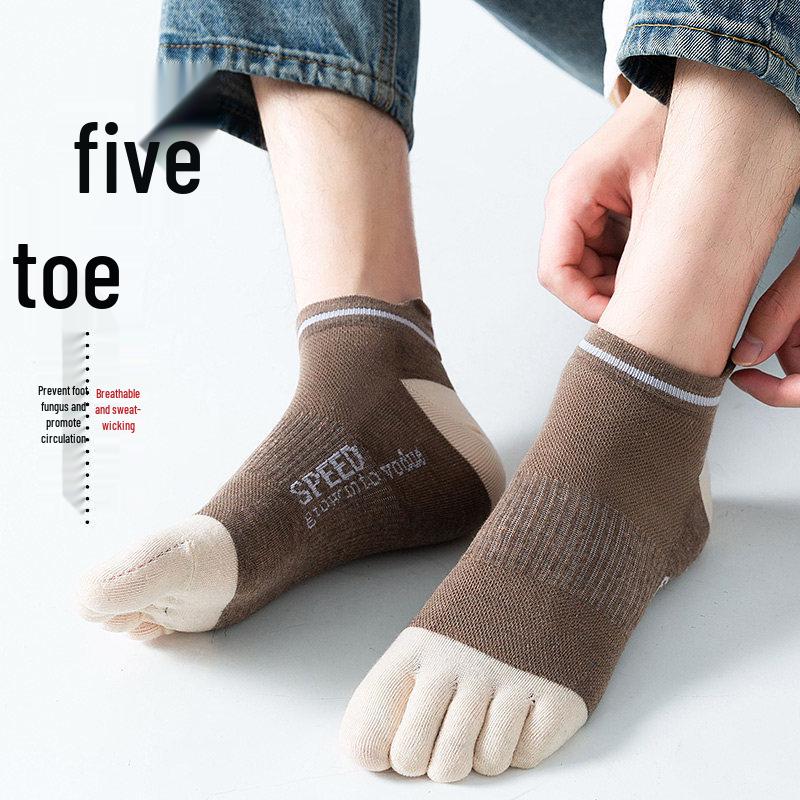 Men’s Cotton Five-Toe Mid-Calf Deodorant Socks for Spring and Summer