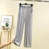 Women's Modal Striped Wide Leg Pants Summer Thin Straight Trousers Loose Casual Pajama Pants With Pockets Plus Size Draped Loungewear