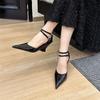 Fashion Eilyken Fashion Pointed Toe Wedges Heels Women Pumps Fashion Double Buckle Strap Sandals Wedding Party Mule Shoes