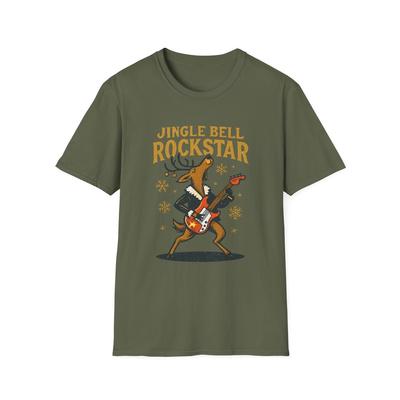 Unisex Softstyle T-Shirt Cool Reindeer Jacket Red Guitar Christmas Concert