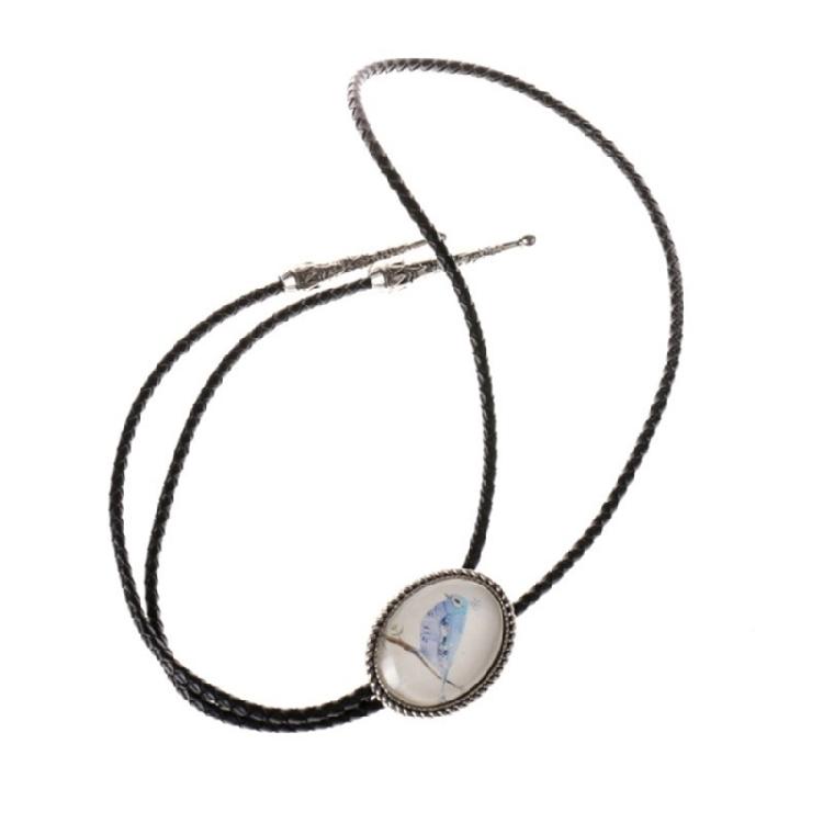 Braided Shoestring Stone Bolo Tie Carved Charm Cowboy Necktie Necklace