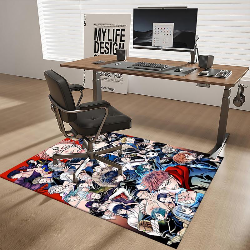 1pc Anime Cartoon Design Jujutsu Kaisen Characters Office Chair Mat Non-Slip Carpet for Home Decor, Festival Gift, Suitable for Office, Living Room, B