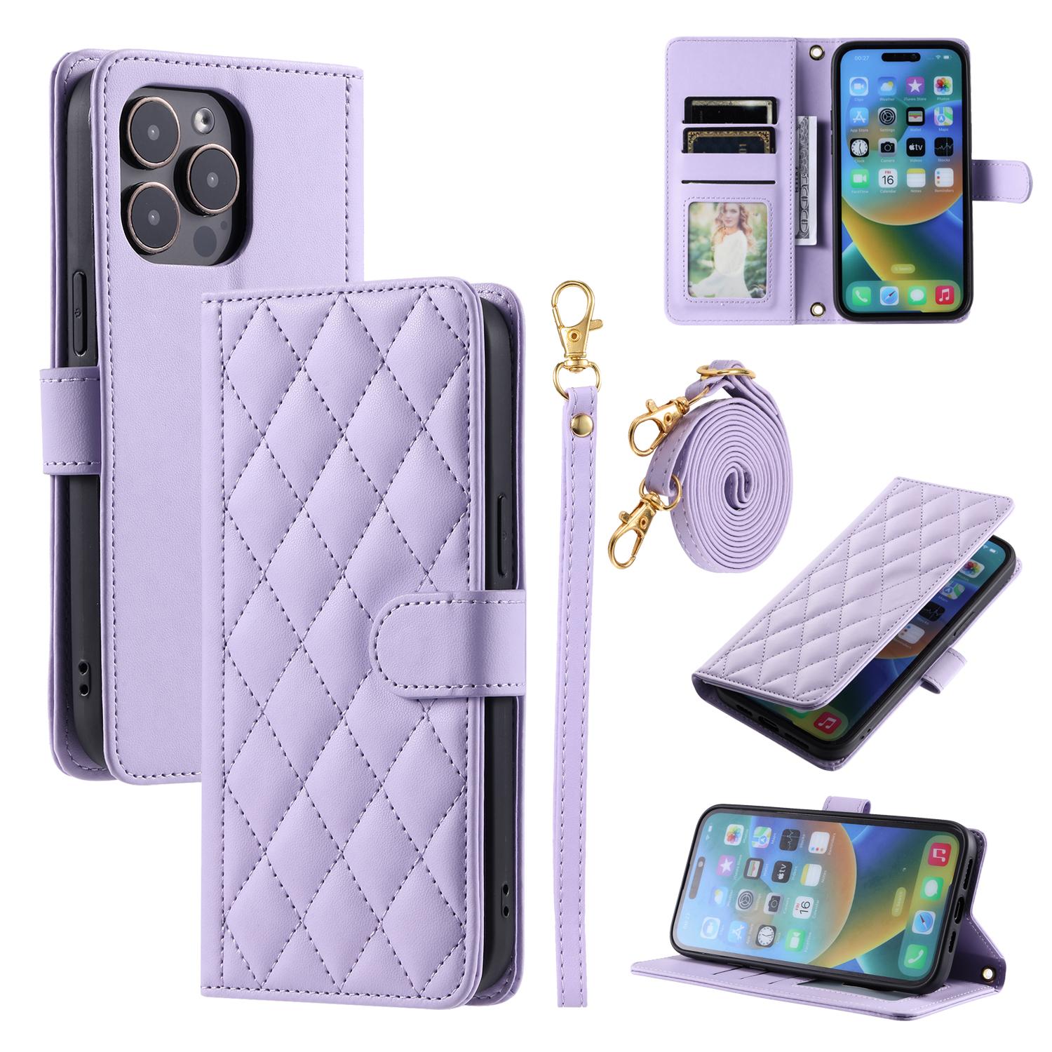 

Шкіряний чохол-розкладка Crossbody Wallet Card Slot для iPhone 15 14 Plus 13 12 11 Pro Max для Samsung S23 S22 S21 S20 Ultra Plus Note20Ultra A14 A54 A13 A53 iPhone 6/6S фіолетовий