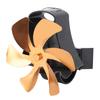 6 Blade Magnet Wall Mount Heat Powered Stove Fan Pipe Fireplace Fan Magnetic Installation for Wood Log Burners Gold