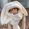 Faur Fur Cartoon Hat Cold Protection Winter Warmt Big Rabbit Ears Hat Thickened Hat Scarf Glove One Piece Set For Women Girls